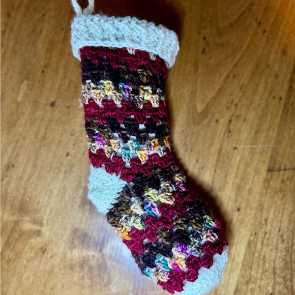 Small Boho Handmade Wool Christmas Stocking